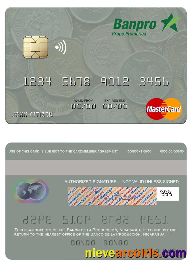 Nicaragua Banco de la Producción mastercard